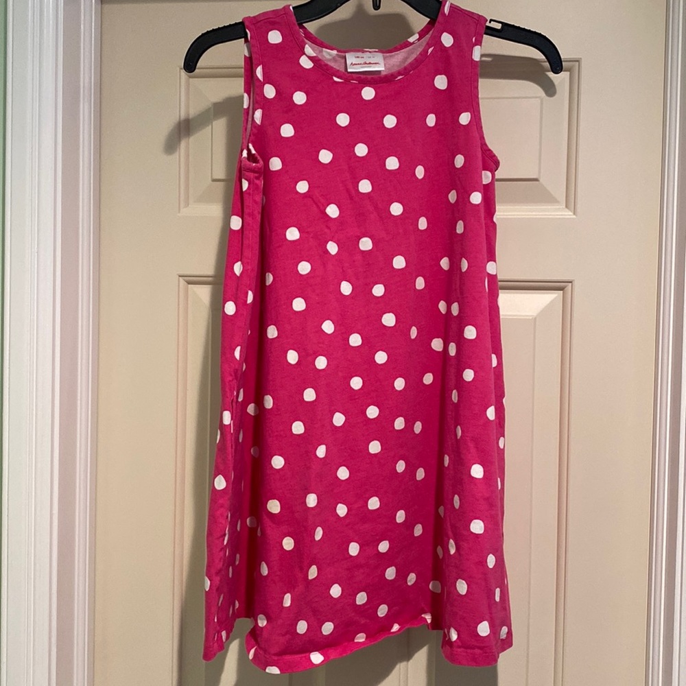 Hanna Andersson Pink Polka Dot Trapeze Dress, Size 10, with Pockets!